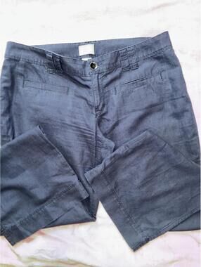 Converse One Star Wide Leg Pants Navy Blue Linen Blend Size 10 Fit 3 Beach Boho